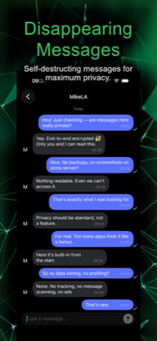 TruCrypt iOS app with end-to-end encrypted disappearing messages
